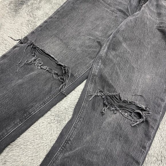 American Eagle 90s Jeans Mom Jeans Straight Strigid Distressed High Rise Size 4 - Picture 5 of 6